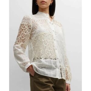 Johnny Was Floral Embroidered Shirt